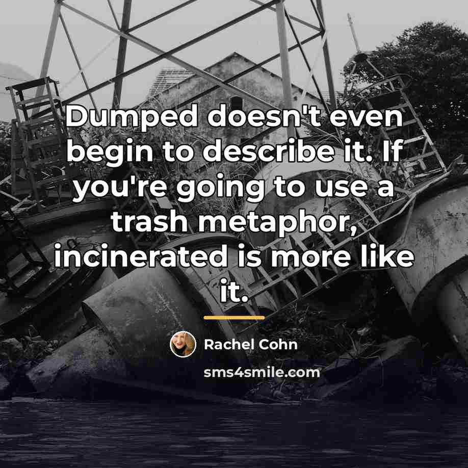 “Dumped doesn't even begin to describe it. If you're going…” quote by Rachel Cohn