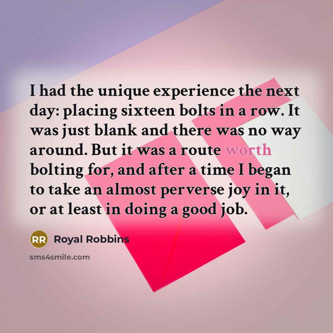 “I had the unique experience the next day: placing sixteen…” quote by Royal Robbins