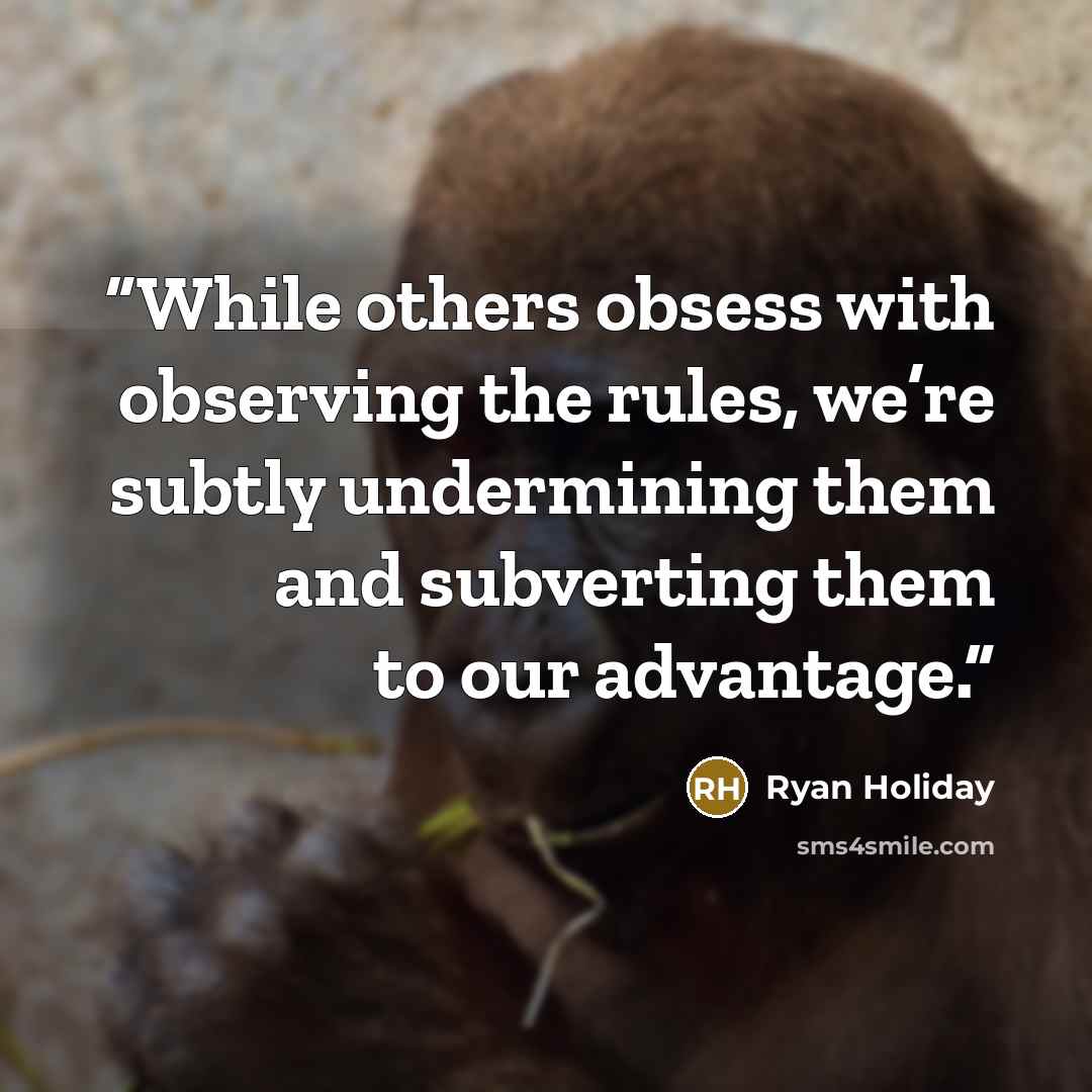 “While others obsess with observing the rules, we’re subtly undermining them and subverting them to our advantage.” quote by Ryan Holiday