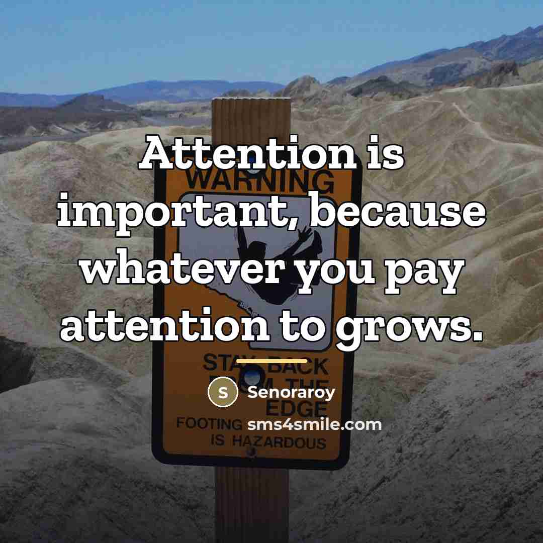 “Attention is important, because whatever you pay attention to grows.…” quote by Senoraroy