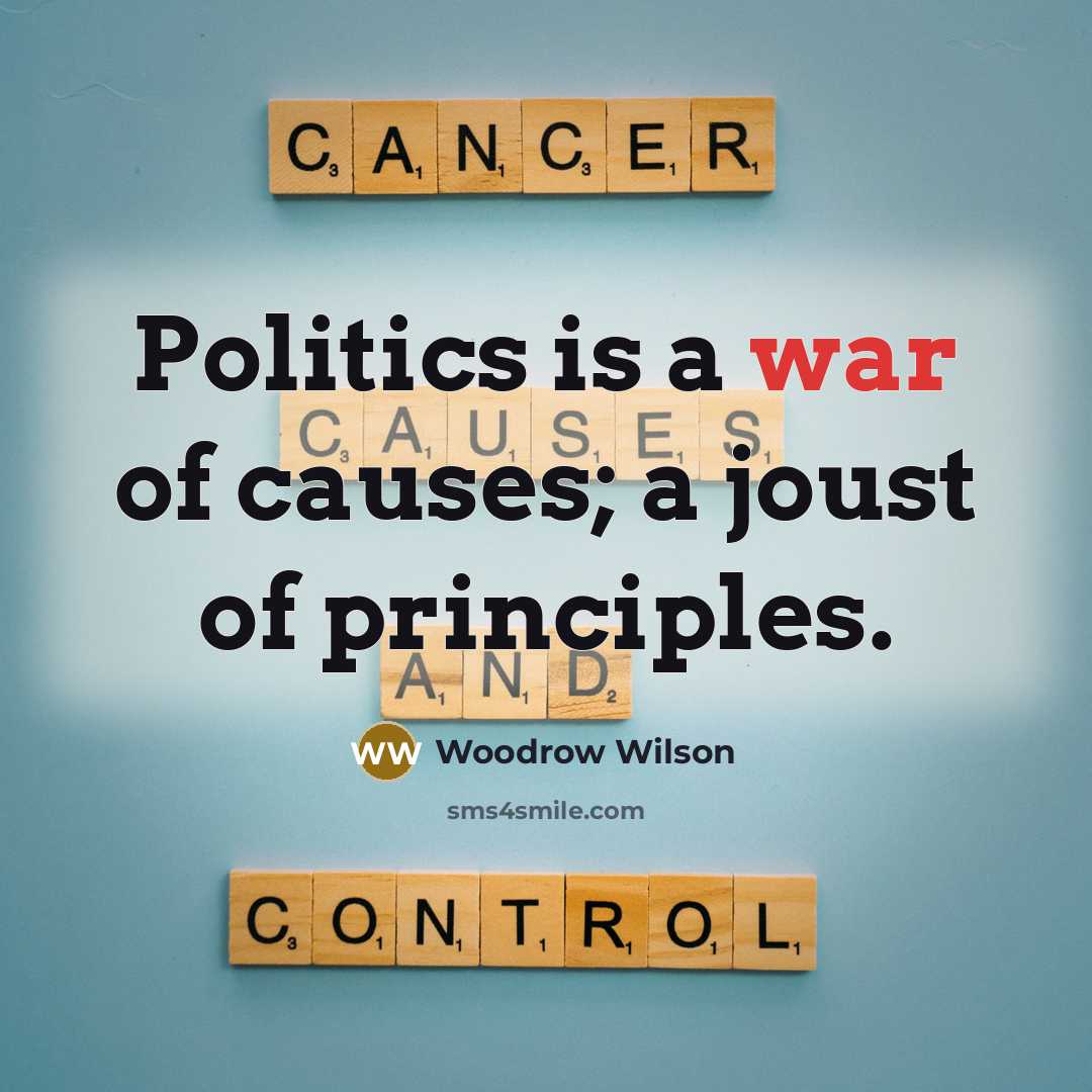 “Politics is a war of causes; a joust of principles.…” quote by Woodrow Wilson