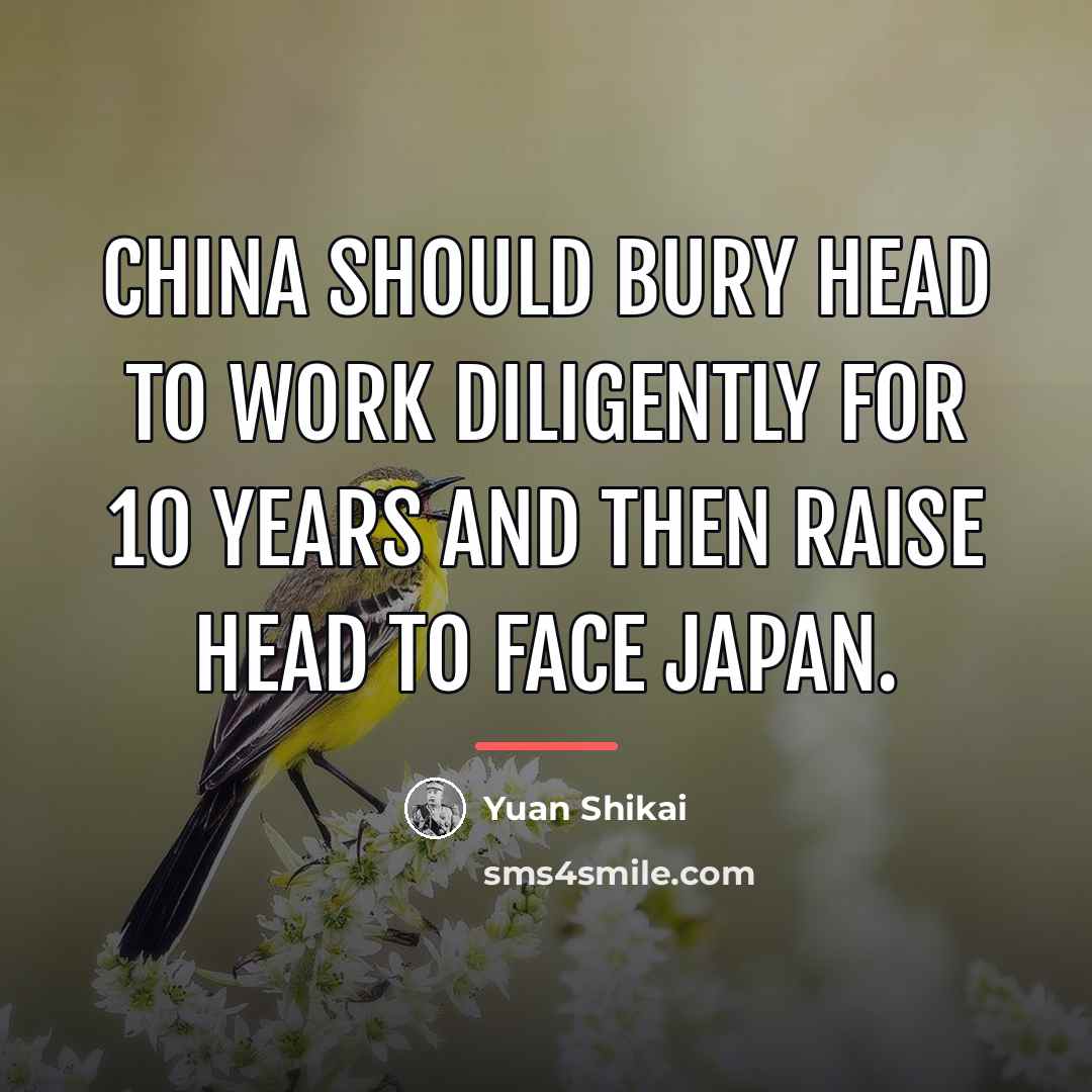 “China should bury head to work diligently for 10 years…” quote by Yuan Shikai