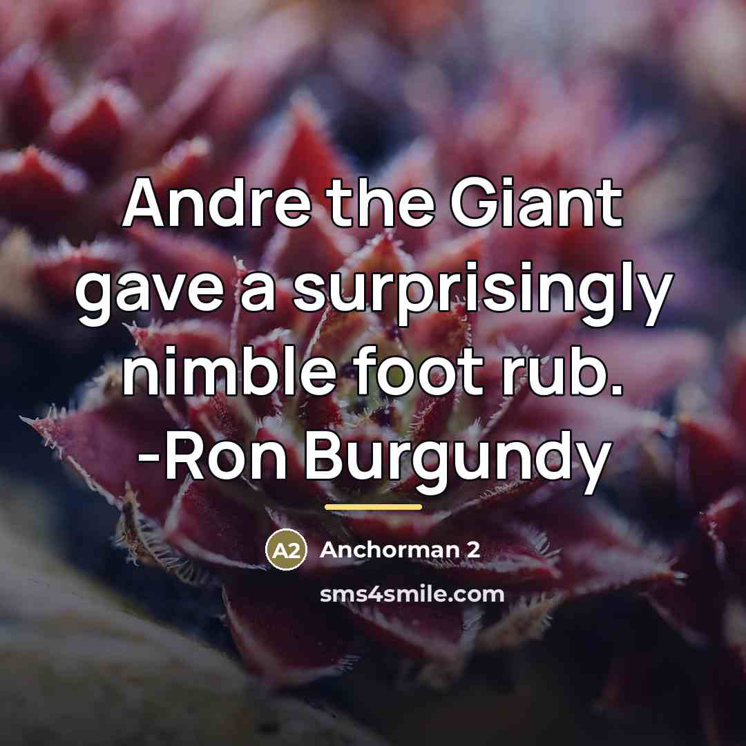 “Andre the Giant gave a surprisingly nimble foot rub. -Ron…” quote by Anchorman 2