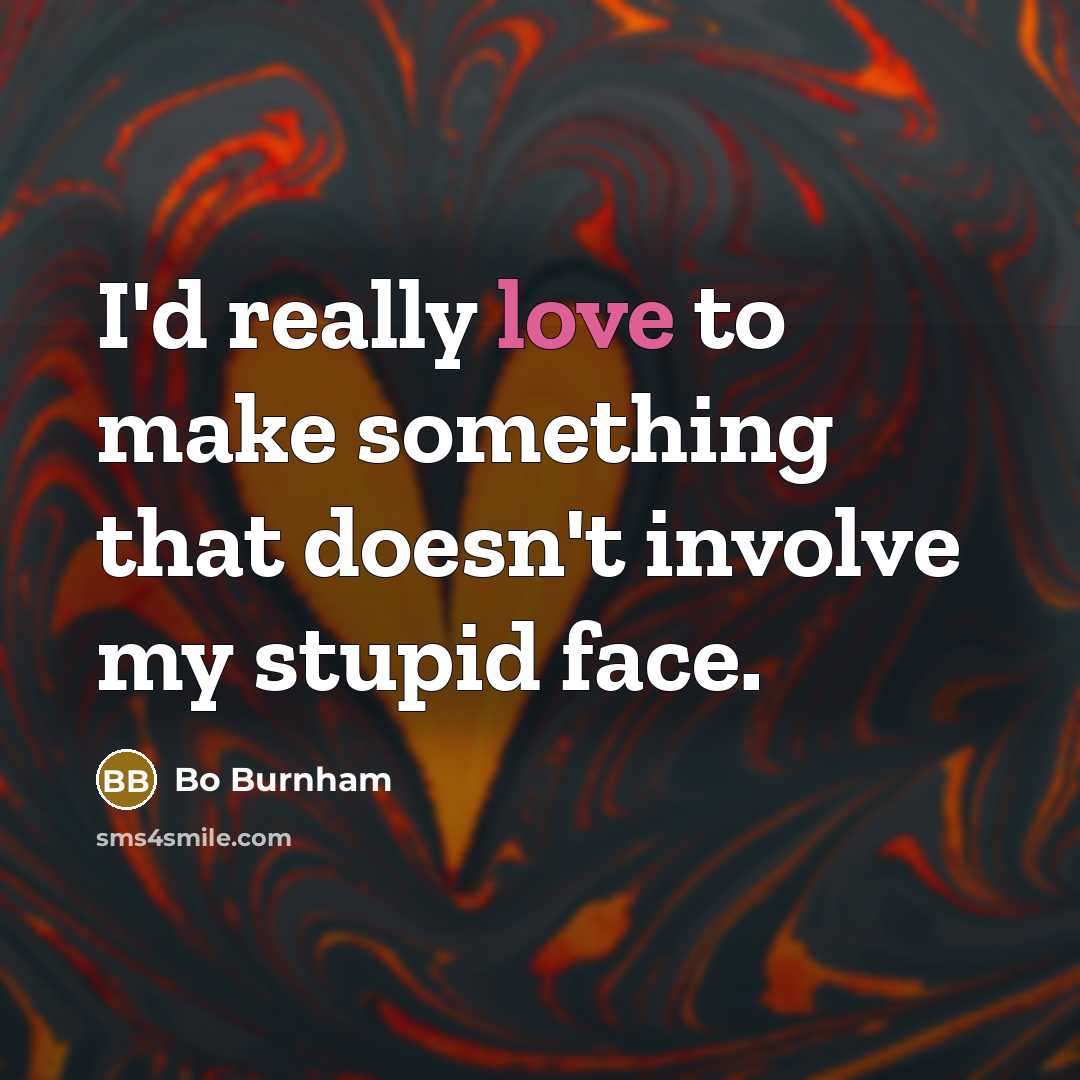 “I'd really love to make something that doesn't involve my stupid face.” quote by Bo Burnham