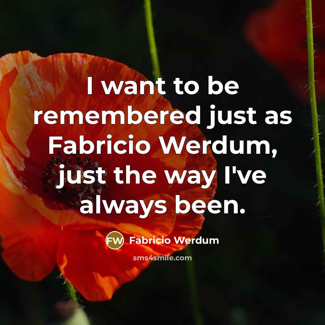 “I want to be remembered just as Fabricio Werdum, just…” quote by Fabricio Werdum