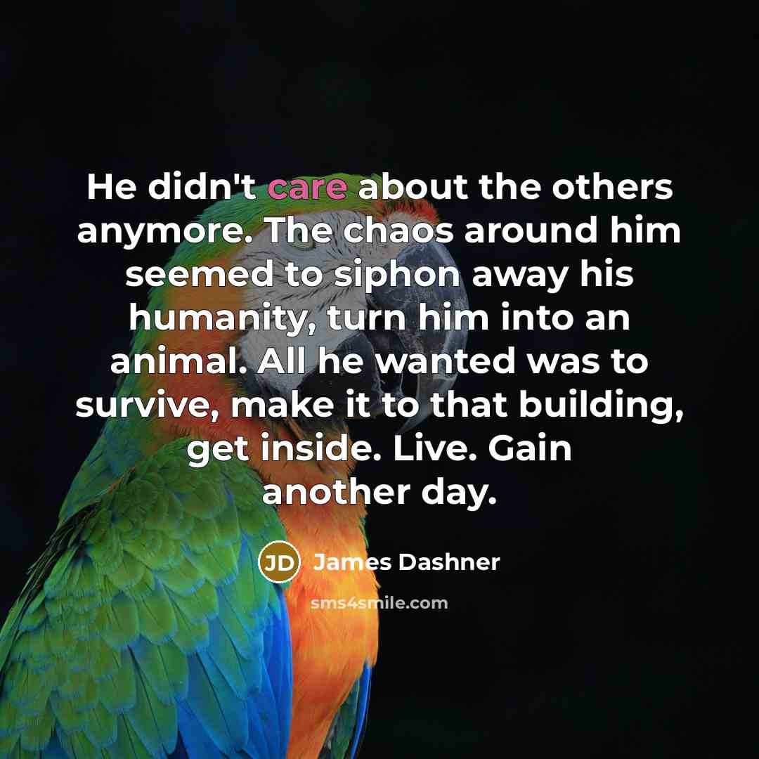 “He didn't care about the others anymore. The chaos around…” quote by James Dashner