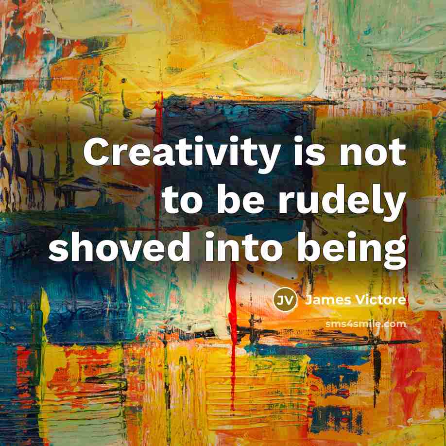 “Creativity is not to be rudely shoved into being…” quote by James Victore