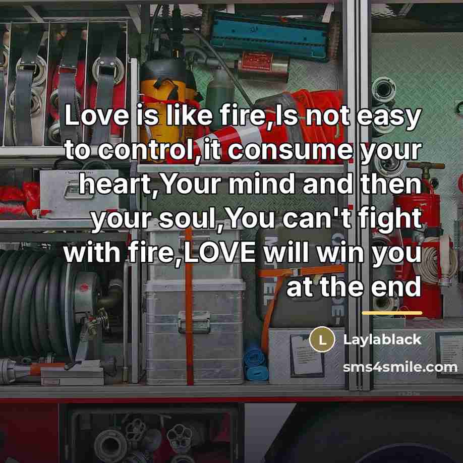 “Love is like fire,Is not easy to control,it consume your…” quote by Laylablack