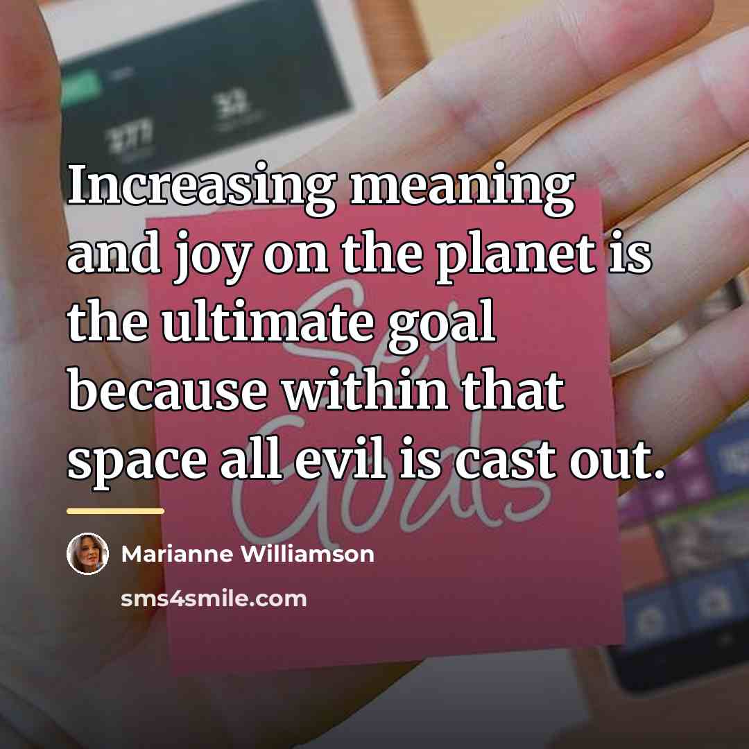 “Increasing meaning and joy on the planet is the ultimate…” quote by Marianne Williamson