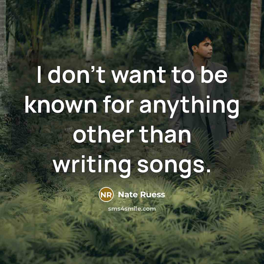 “I don't want to be known for anything other than…” quote by Nate Ruess