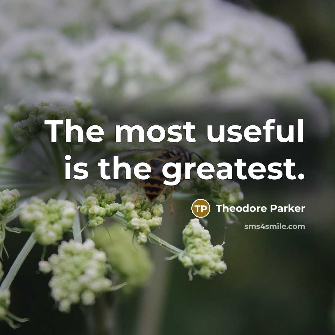 “The most useful is the greatest.…” quote by Theodore Parker