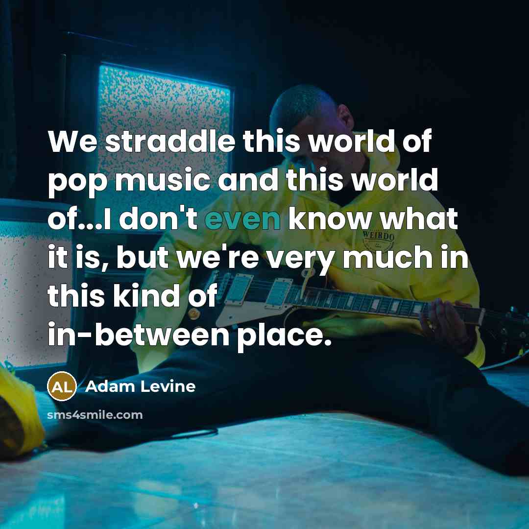 “We straddle this world of pop music and this world…” quote by Adam Levine