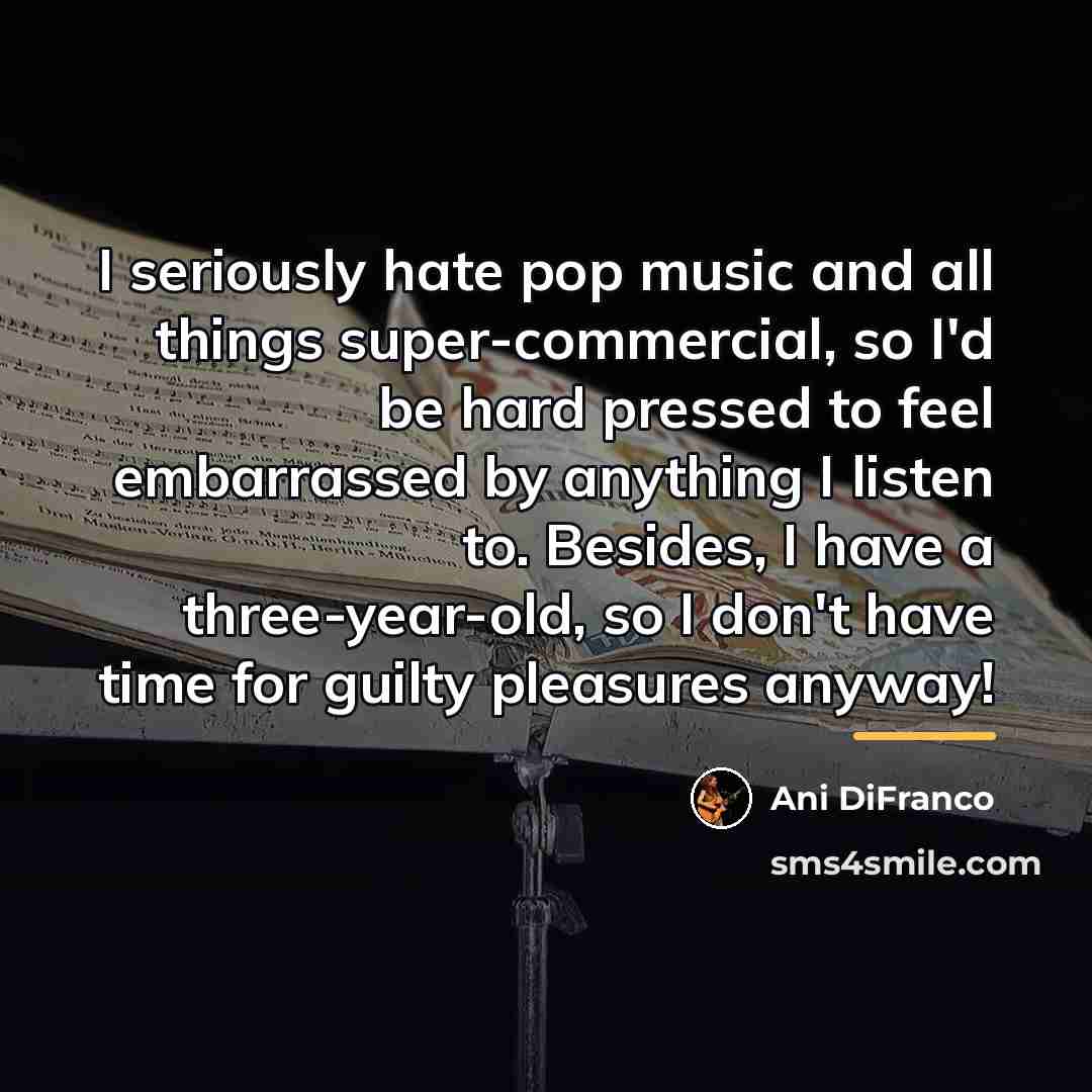 “I seriously hate pop music and all things super-commercial, so…” quote by Ani DiFranco