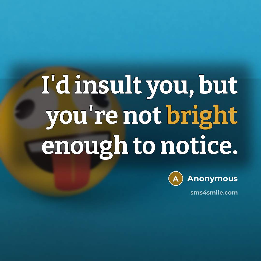 “I'd insult you, but you're not bright enough to notice.…” quote by Anonymous
