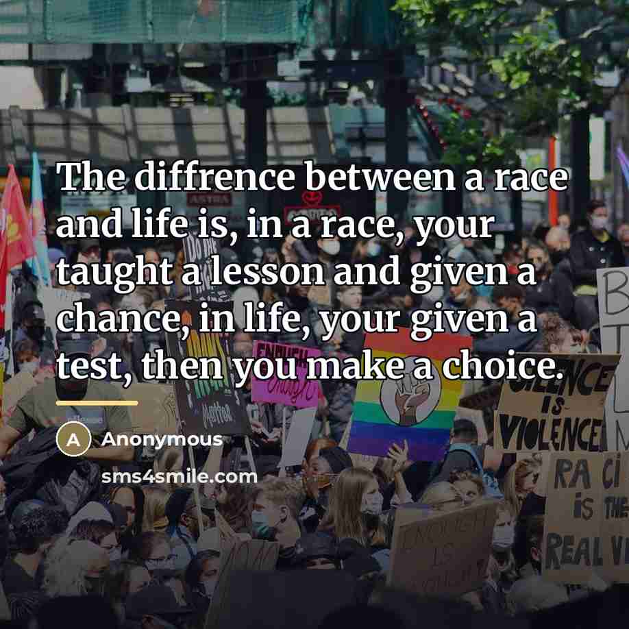 “The diffrence between a race and life is, in a…” quote by Tamica Lane