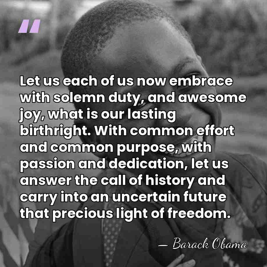 Let us each of us now embrace with solemn duty, and awesome&hellip; - Barack Obama
