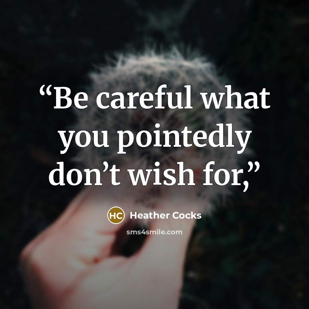 “Be careful what you pointedly don’t wish for,” quote by Heather Cocks