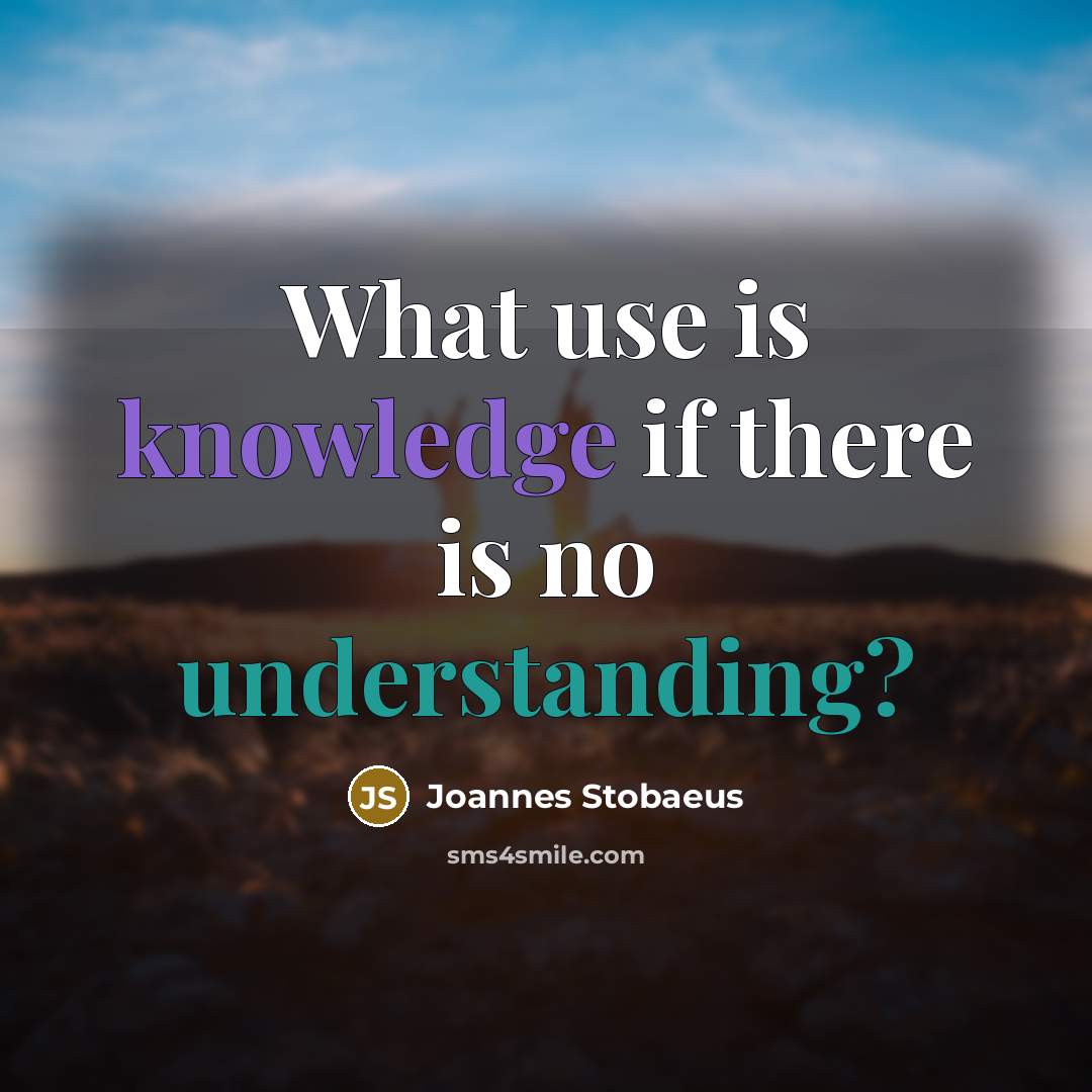 “What use is knowledge if there is no understanding?” quote by Joannes Stobaeus