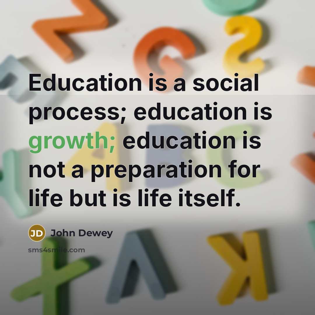 “Education is a social process; education is growth; education is not a preparation for life but is life itself.” quote by John Dewey