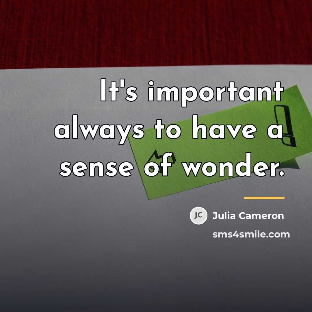 “It's important always to have a sense of wonder.…” quote by Julia Cameron