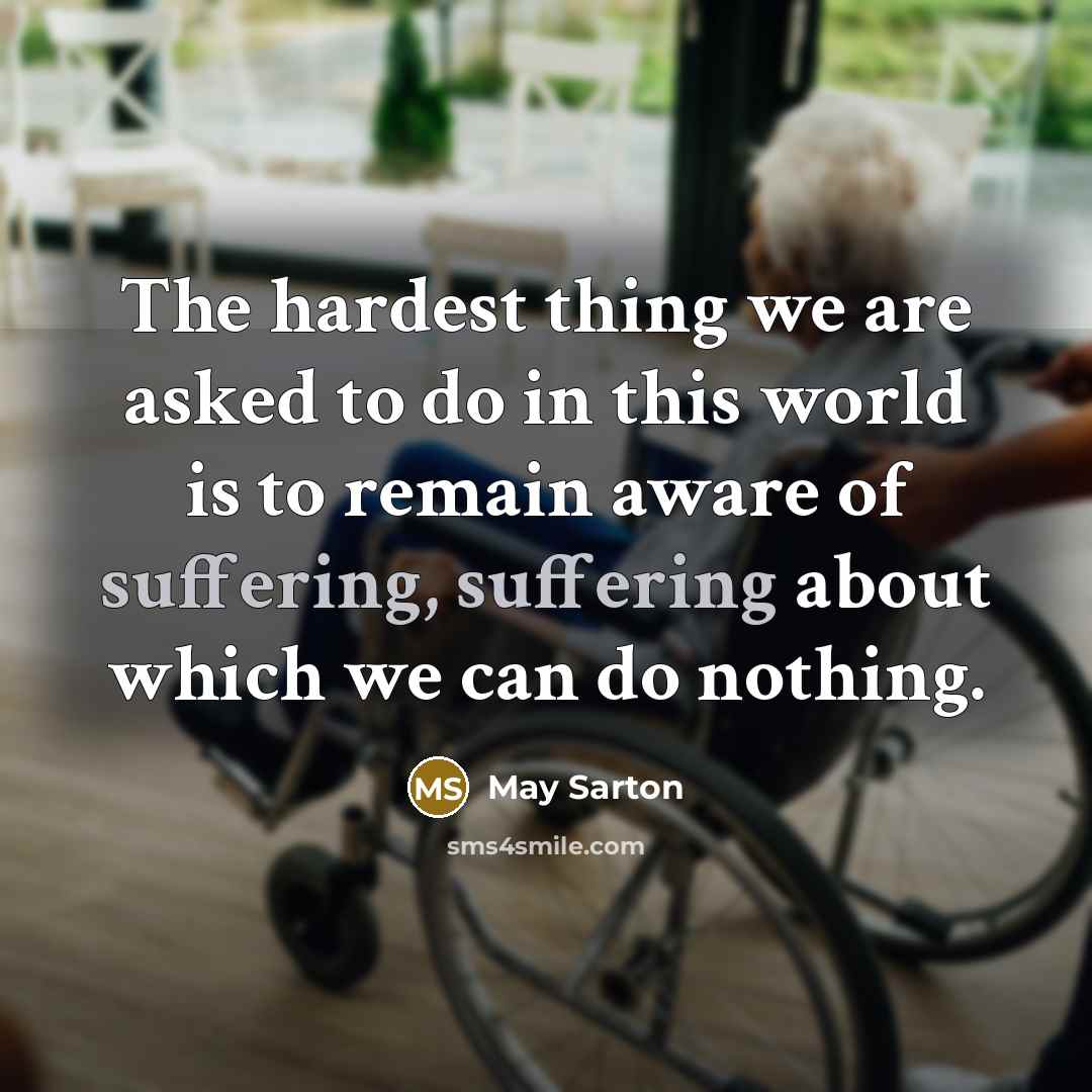 “The hardest thing we are asked to do in this…” quote by May Sarton