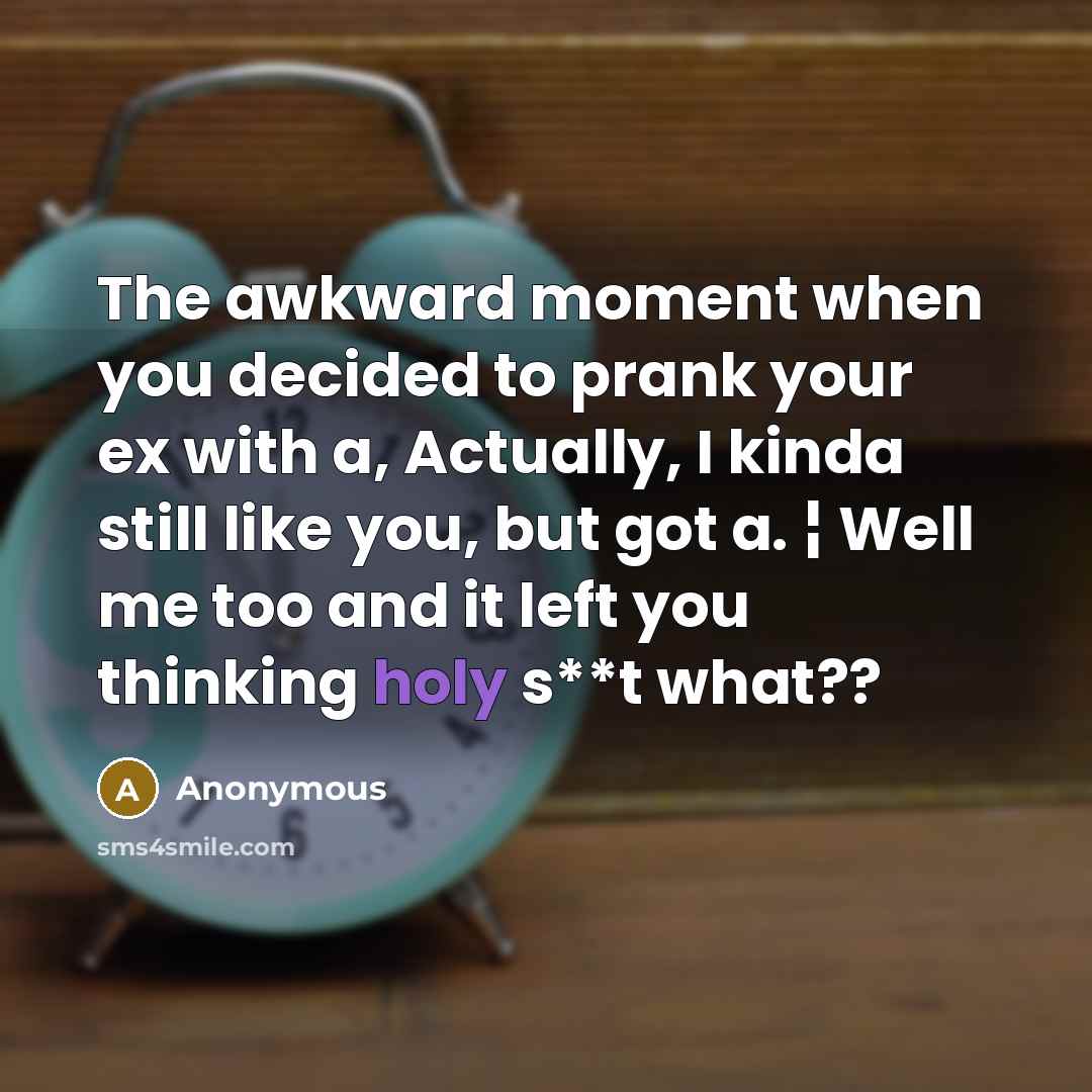 “The awkward moment when you decided to prank your ex…” quote by Anonymous