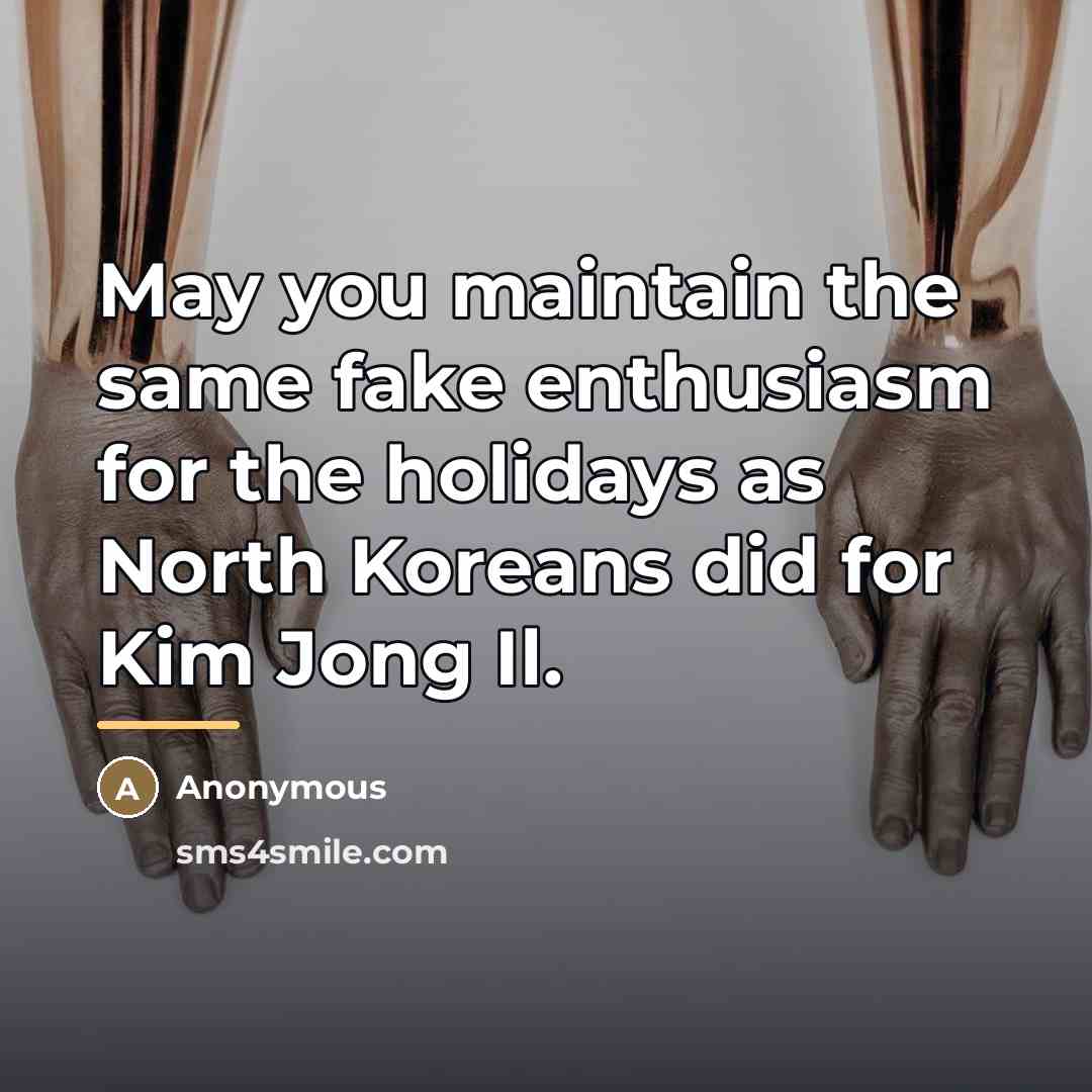 “May you maintain the same fake enthusiasm for the holidays…” quote by Anonymous