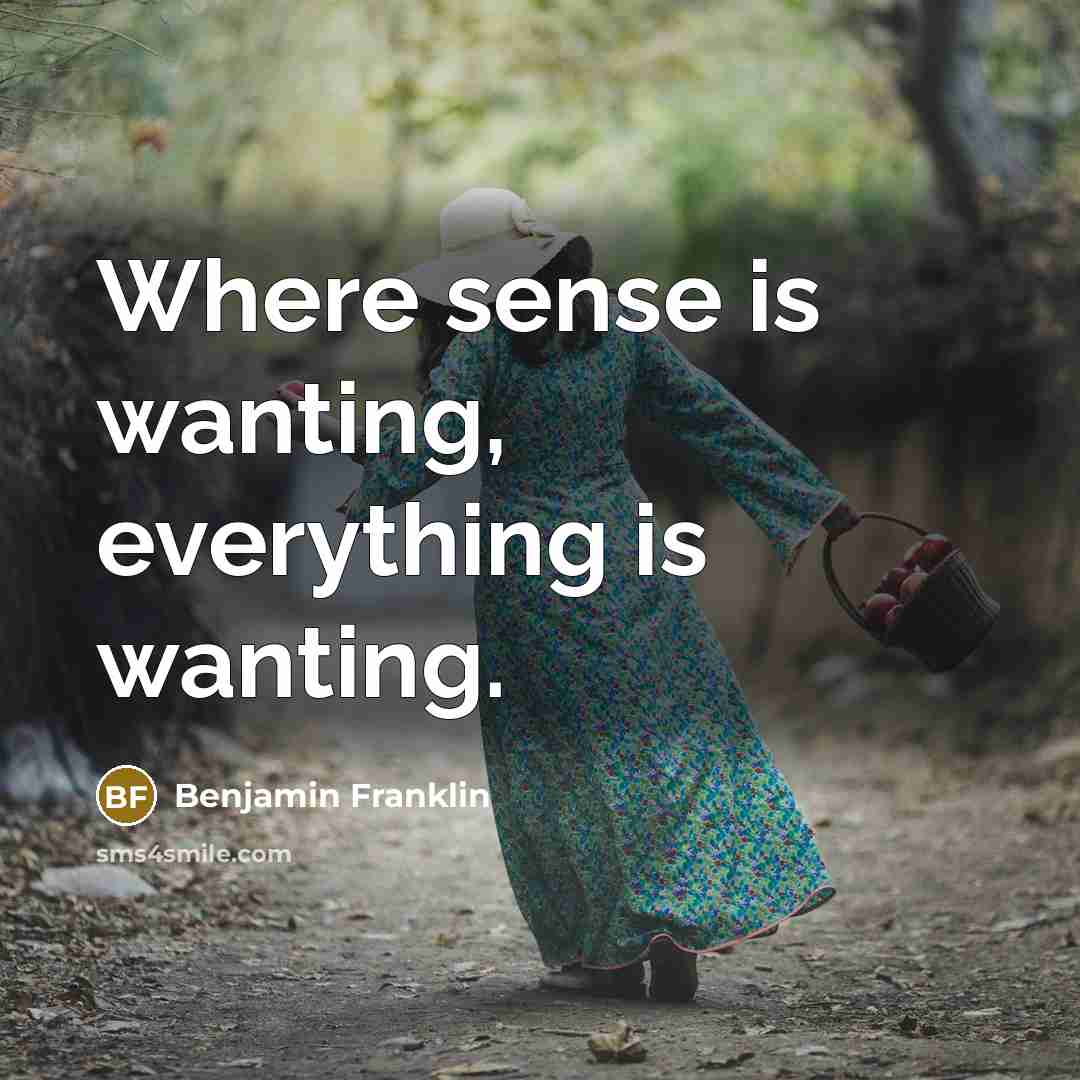 “Where sense is wanting, everything is wanting.” quote by Benjamin Franklin
