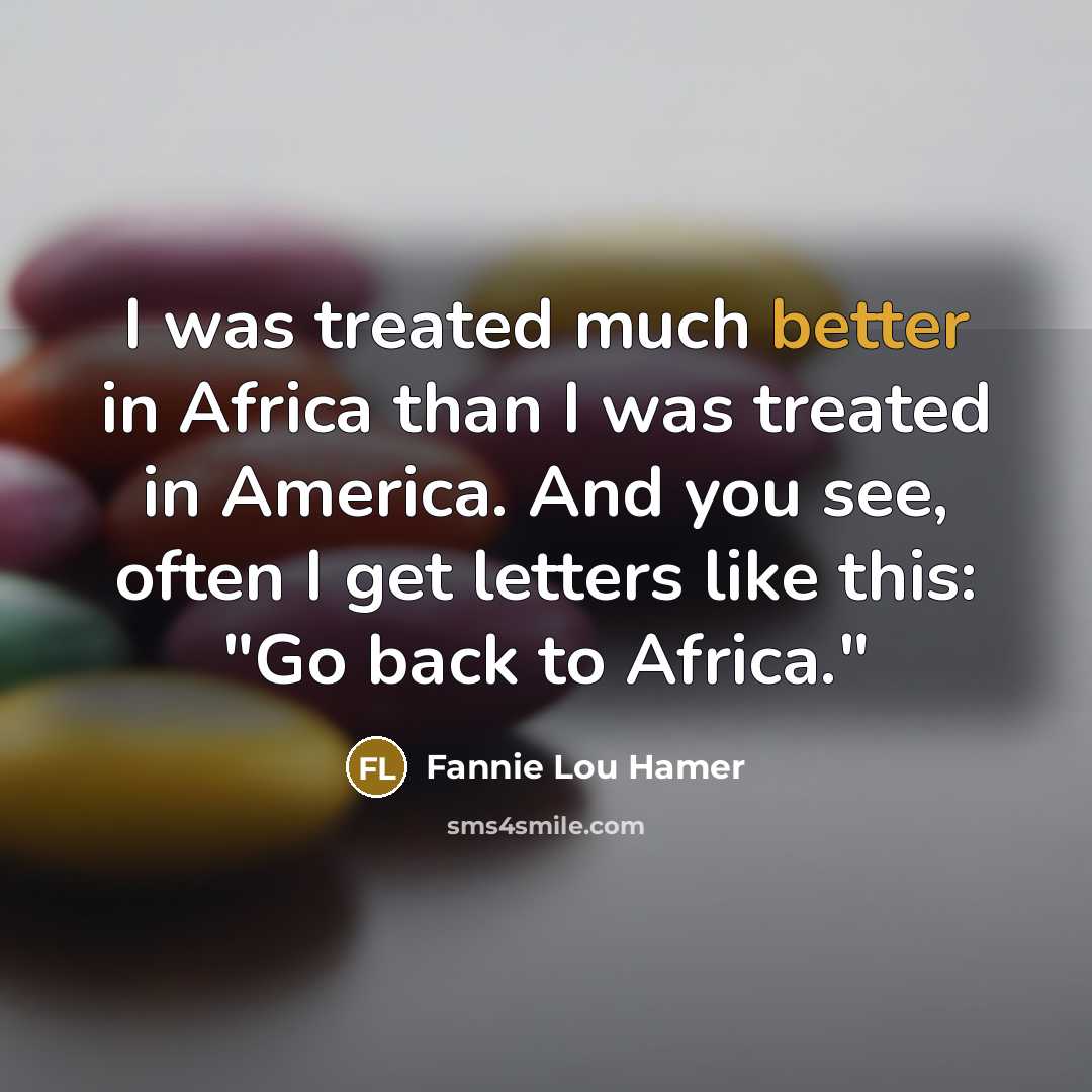 “I was treated much better in Africa than I was…” quote by Fannie Lou Hamer