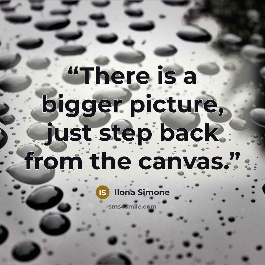 “There is a bigger picture, just step back from the canvas.” quote by Ilona Simone