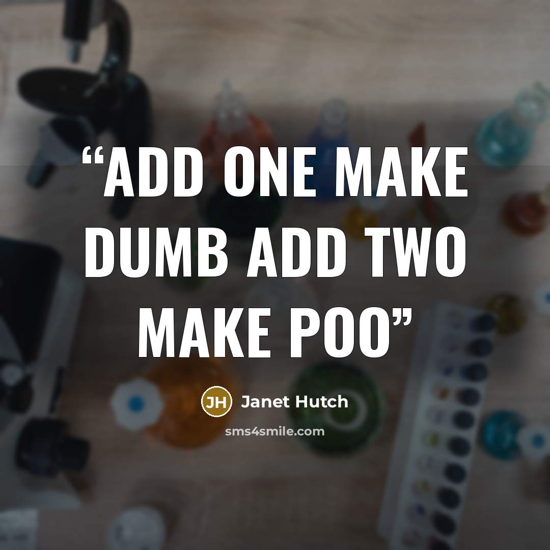 “add one make dumb add two make poo” quote by Janet Hutch