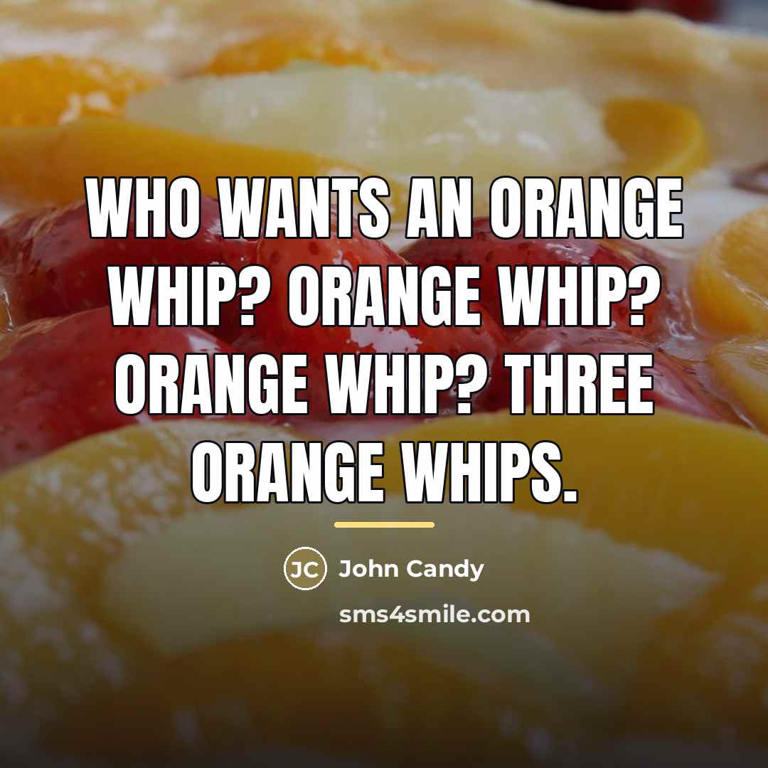 “Who wants an orange whip? Orange whip? Orange whip? Three…” quote by John Candy