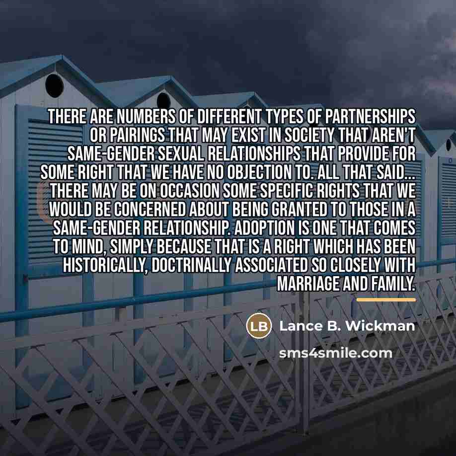“There are numbers of different types of partnerships or pairings…” quote by Lance B. Wickman