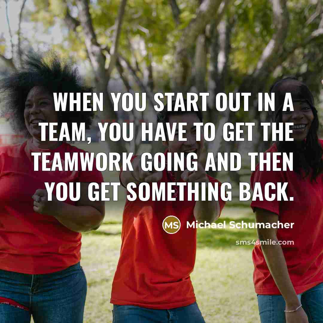 “When you start out in a team, you have to…” quote by Michael Schumacher