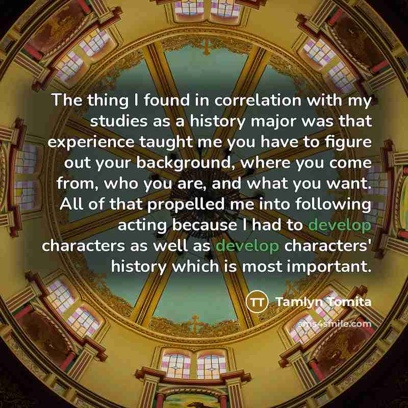“The thing I found in correlation with my studies as…” quote by Tamlyn Tomita