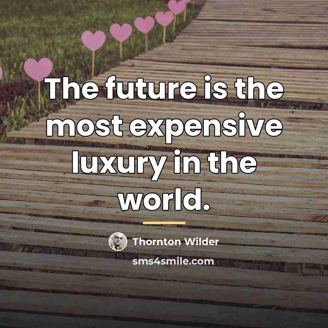“The future is the most expensive luxury in the world.…” quote by Thornton Wilder