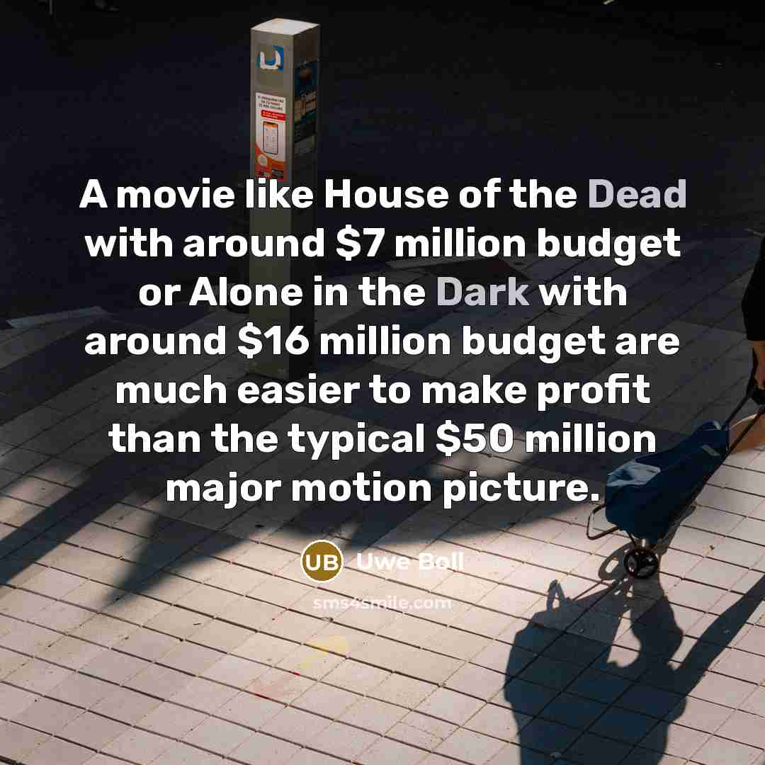 “A movie like House of the Dead with around $7…” quote by Uwe Boll