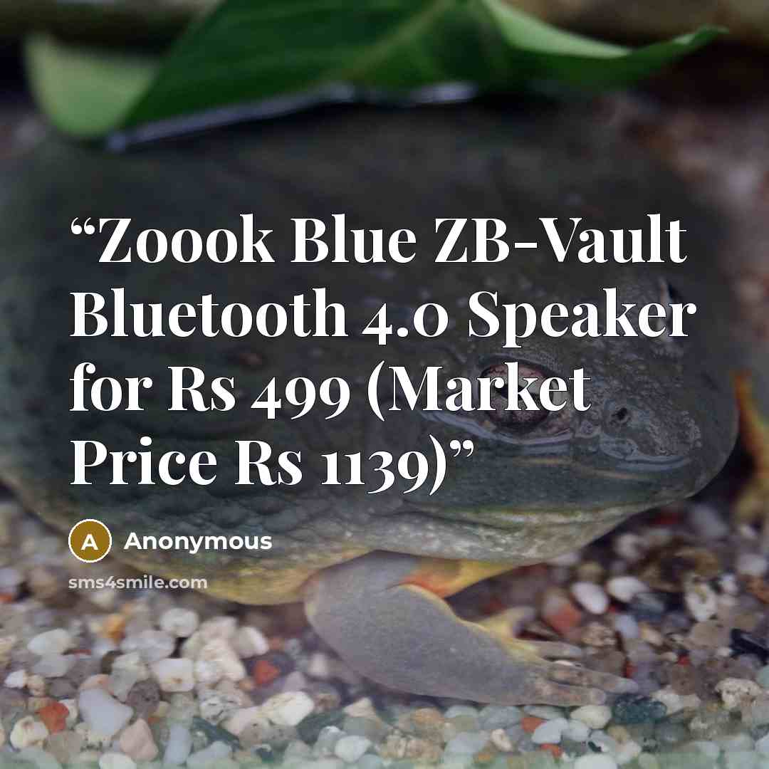“Zoook Blue ZB-Vault Bluetooth 4.0 Speaker for Rs 499 (Market Price Rs 1139)” quote by Anonymous