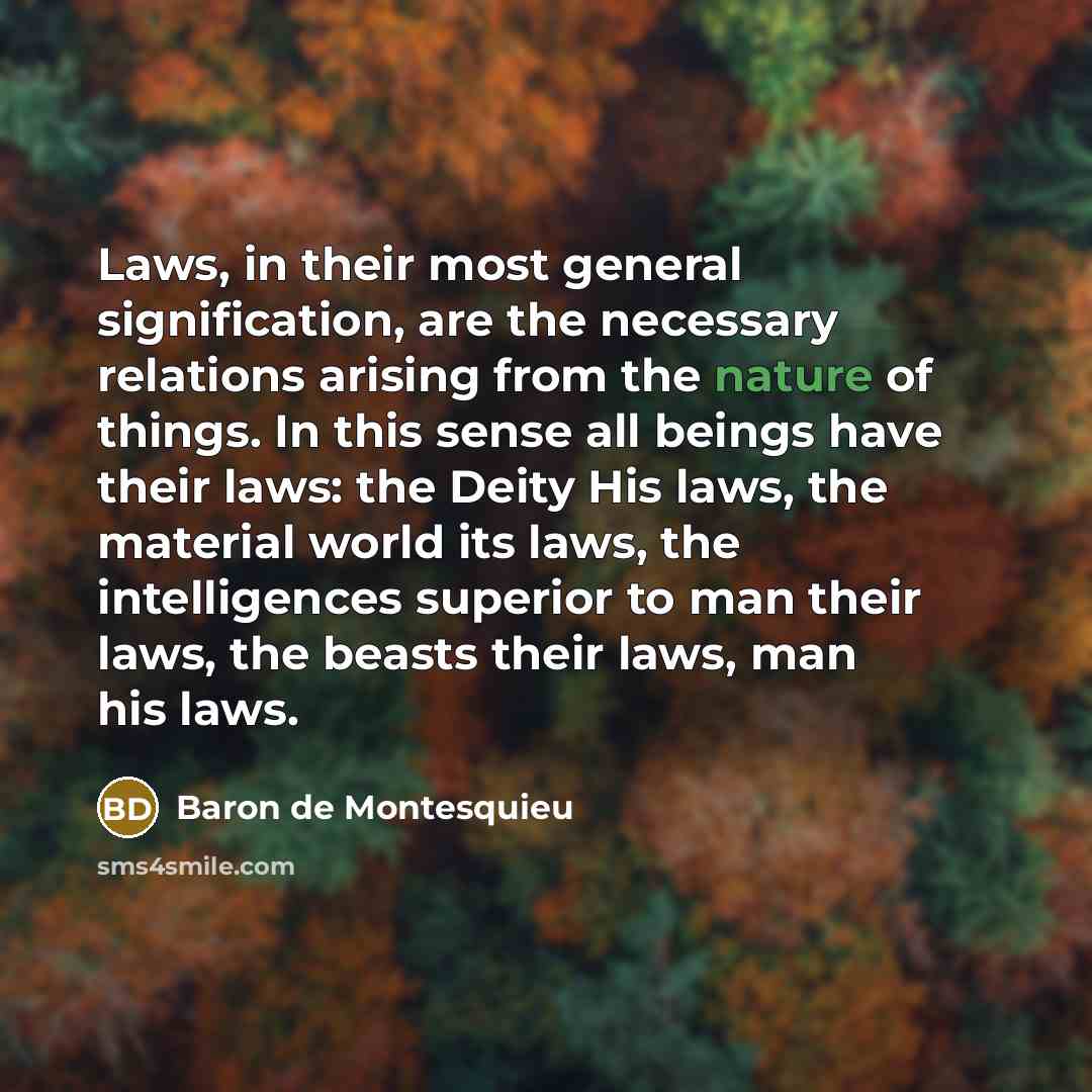 “Laws, in their most general signification, are the necessary relations…” quote by Baron de Montesquieu