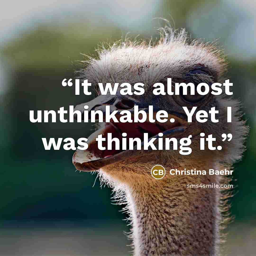 “It was almost unthinkable. Yet I was thinking it.” quote by Christina Baehr