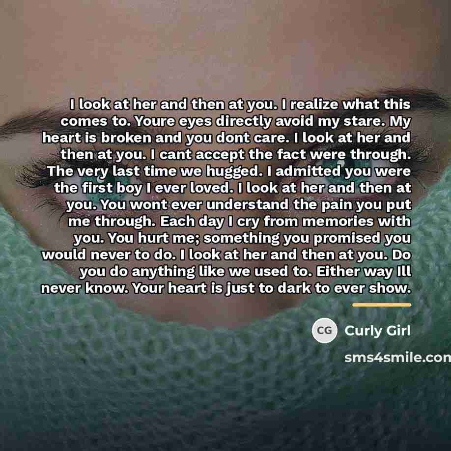 “I look at her and then at you. I realize…” quote by Curly Girl