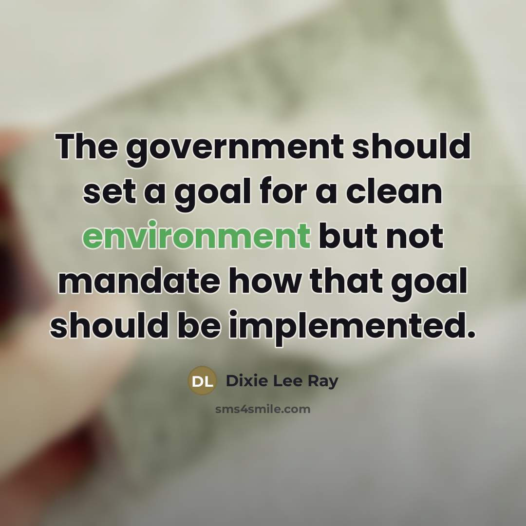 “The government should set a goal for a clean environment…” quote by Dixie Lee Ray
