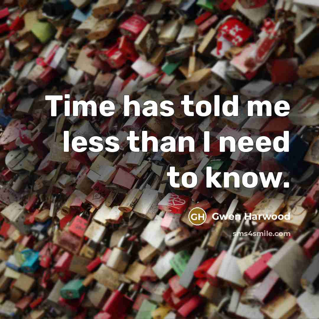 “Time has told me less than I need to know.…” quote by Gwen Harwood
