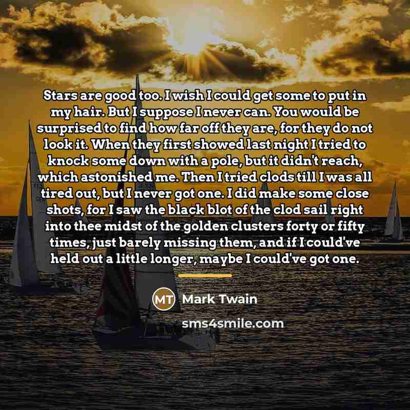“Stars are good too. I wish I could get some…” quote by Mark Twain