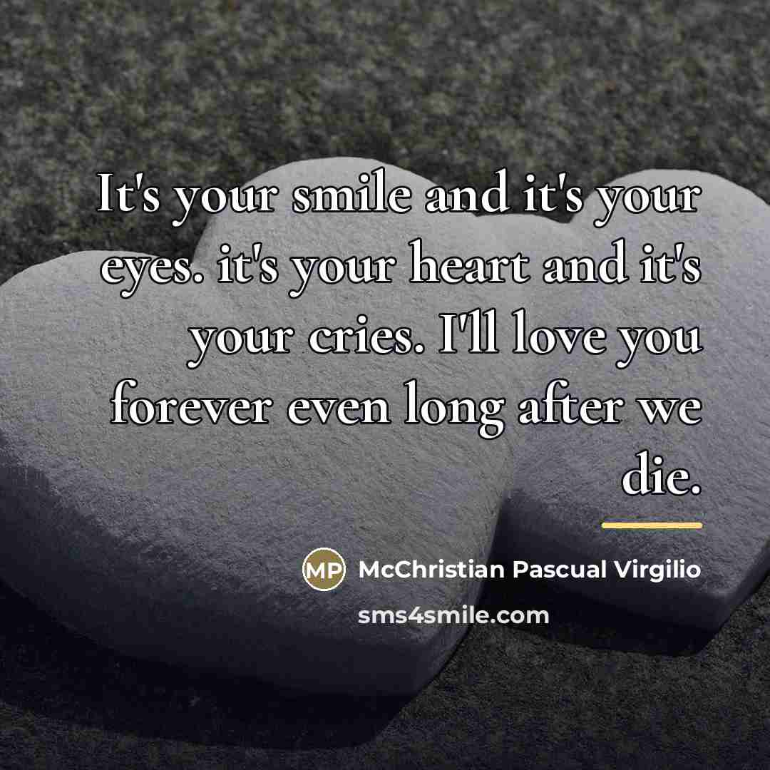 “It's your smile and it's your eyes. it's your heart…” quote by McChristian Pascual Virgilio