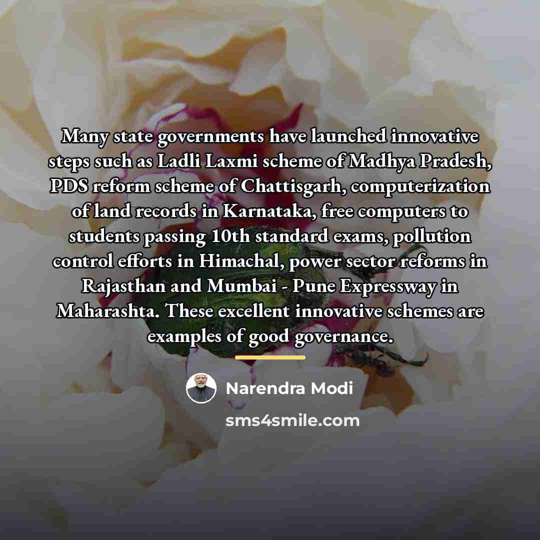 “Many state governments have launched innovative steps such as Ladli…” quote by Narendra Modi