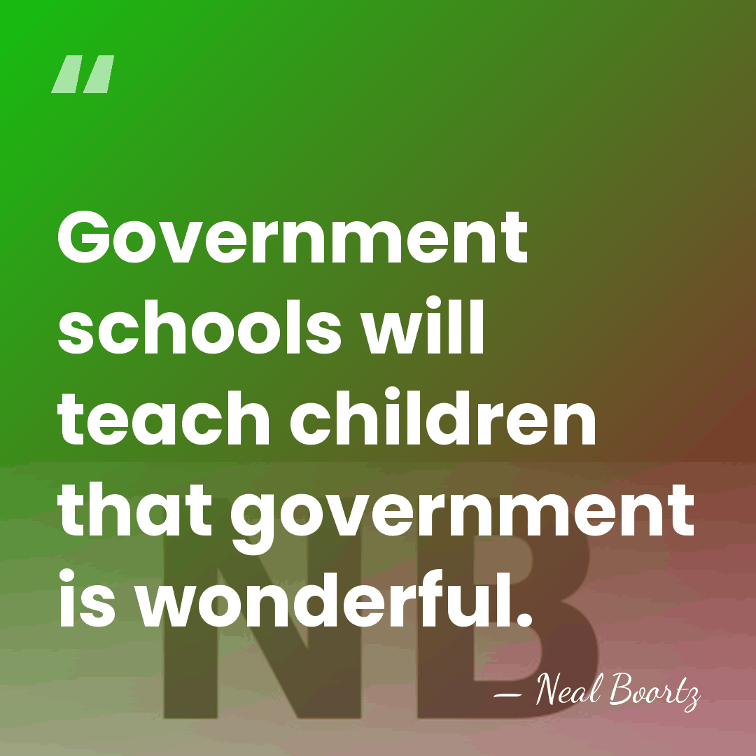 Government schools will teach children that government is wonderful. - Neal Boortz