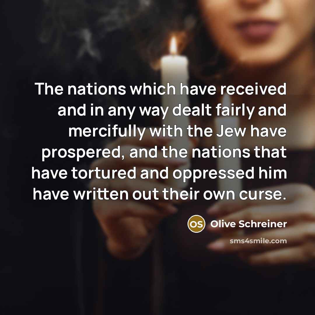“The nations which have received and in any way dealt…” quote by Olive Schreiner