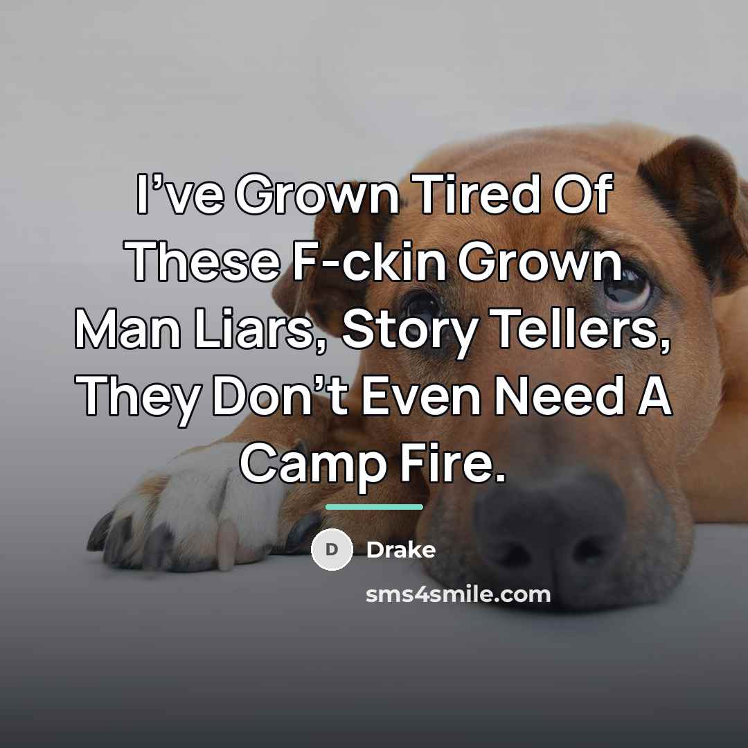 “I've Grown Tired Of These F-ckin Grown Man Liars, Story…” quote by Drake