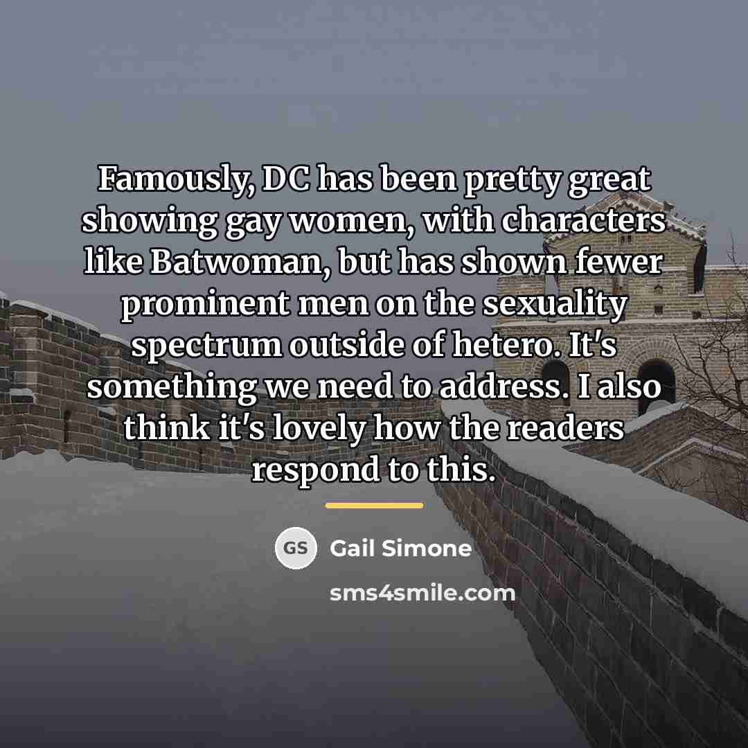 “Famously, DC has been pretty great showing gay women, with…” quote by Gail Simone
